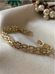 VIP 14K Mini Taş Detaylı Arpa Örme Bileklik