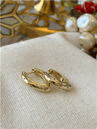 VIP 14K Mini Taşlı Kalp Küpe