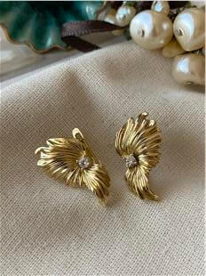 VIP 14K Mini Taşlı Wings Küpe
