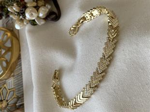 VIP 14K Ortası Taş Detaylı Arrow Bileklik