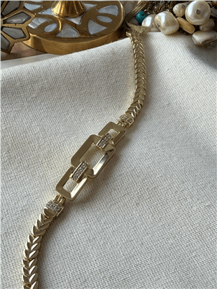 VIP 14K Ortası Zincir Model Çelenk Bileklik