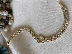 VIP 14K Oval Charmlı Taşlı Bileklik