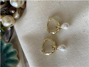 VIP 14K Oval İnci Sallantılı Küpe