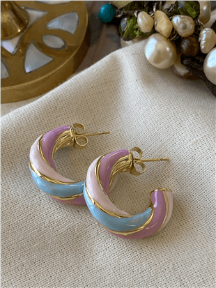 VIP 14K Pastel Mineli C Model Küpe