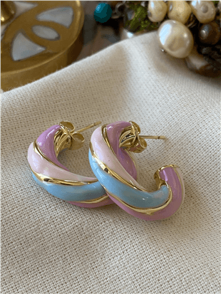 VIP 14K Pastel Mineli C Model Küpe
