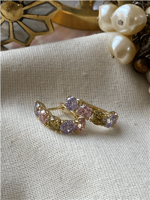 VIP 14K Pastel Taşlı Küpe