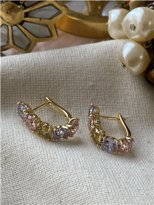 VIP 14K Pastel Taşlı Küpe