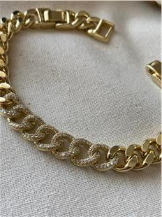 VIP 14K Paylı Taş Detaylı Kalın Zincir Bileklik