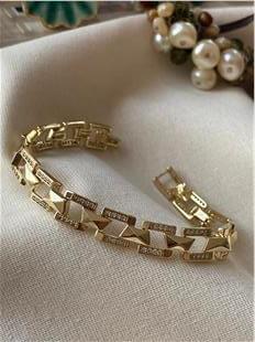 VIP 14K Prizma Desenli Taşlı Zincir Bileklik