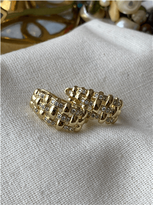 VIP 14K Sepet Örme Küpe