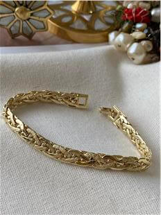 VIP 14K Simli Yassı Zincir Bileklik