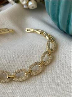 VIP 14K Sıralı Taşlı Kare Bileklik