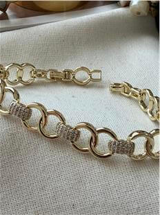 VIP 14K Taş Bağlamalı Geçmeli Halkalar Bileklik