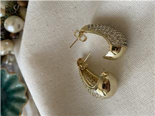 VIP 14K Taş Bezeme Bubble Küpe