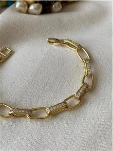 VIP 14K Taş Birleşimli Oval Zincir Bileklik