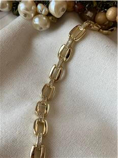 VIP 14K Taş Detaylı Oval Zincir Bileklik