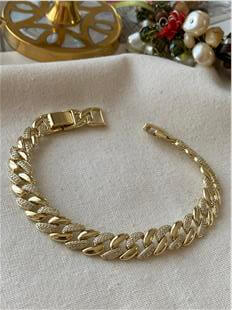 VIP 14K Taş Detaylı Yatay Zincir Bileklik