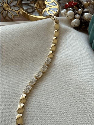 VIP 14K Taşlı Altıgen Form Bileklik