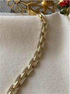 VIP 14K Taşlı Bağlı Kareler Bileklik