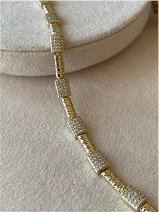 VIP 14K Taşlı Blok Model Desenli Bileklik