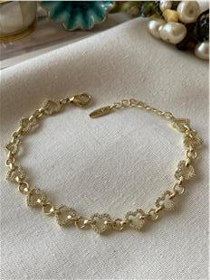 VIP 14K Taşlı Çıtır Kalp Bileklik