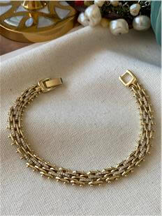 VIP 14K Taşlı Çubuk Örme Bileklik