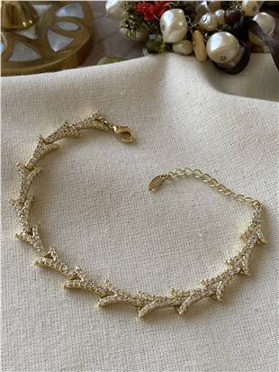 VIP 14K Taşlı Dal Motif Bileklik
