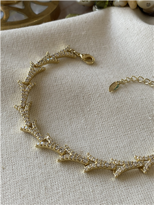 VIP 14K Taşlı Dal Motif Bileklik