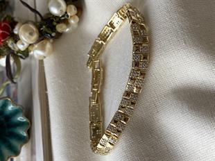 VIP 14K Taşlı Dama Model Bileklik
