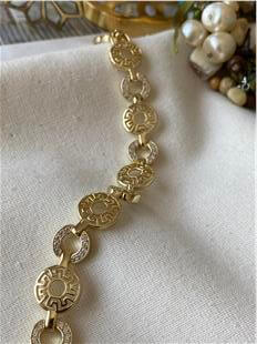 VIP 14K Taşlı Desenli Yuvarlak Halkalar Bileklik