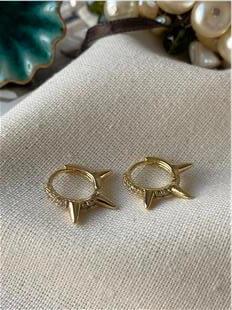 VIP 14K Taşlı Diken Küpe