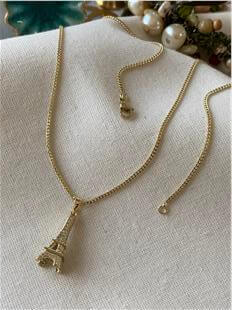 VIP 14K Taşlı Eyfel Kolye