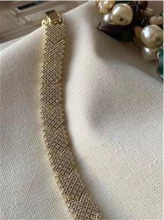 VIP 14K Taşlı Geniş Arrow Örme Bileklik