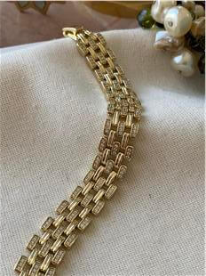 VIP 14K Taşlı Geniş Örme Bileklik