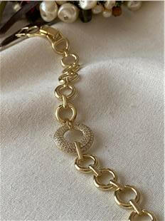 VIP 14K Taşlı Halka Detaylı Bileklik