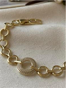 VIP 14K Taşlı Halka Detaylı Bileklik