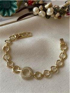 VIP 14K Taşlı Halka Detaylı Bileklik