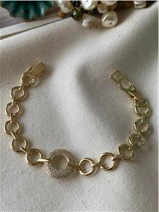 VIP 14K Taşlı Halka Detaylı Bileklik