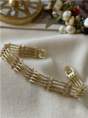 VIP 14K Taşlı Kaburga Model Bileklik