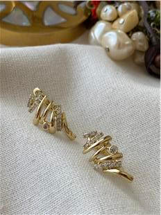 VIP 14K Taşlı Kaburga Model Küpe