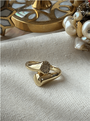 VIP 14K Taşlı Kalın Sarmal Yüzük