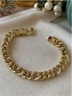 VIP 14K Taşlı Kalın Zincir Bileklik