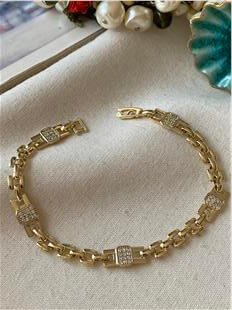 VIP 14K Taşlı Kare Dizayn Bileklik