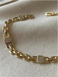 VIP 14K Taşlı Kare Dizayn Bileklik