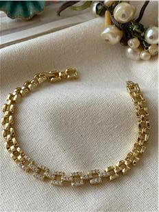 VIP 14K Taşlı Kare Form Rlx Zincir Bileklik