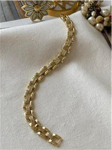 VIP 14K Taşlı Kare Örme Zincir Bileklik