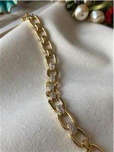 VIP 14K Taşlı Kare Zincir Bileklik