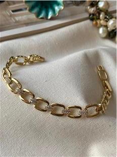 VIP 14K Taşlı Kare Zincir Bileklik