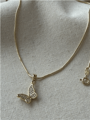 VIP 14K Taşlı Kelebek Detaylı Kolye