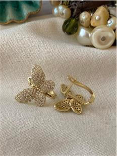 VIP 14K Taşlı Kelebek Küpe